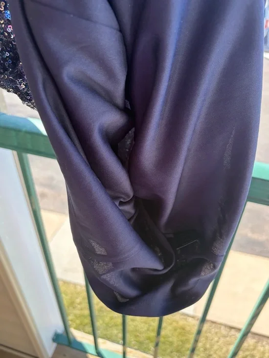 🆕✨Badgley Mischka Sequin Cocktail Dress Size 12 Blue Black Mini Party Glam Dress - Picture 13 of 17